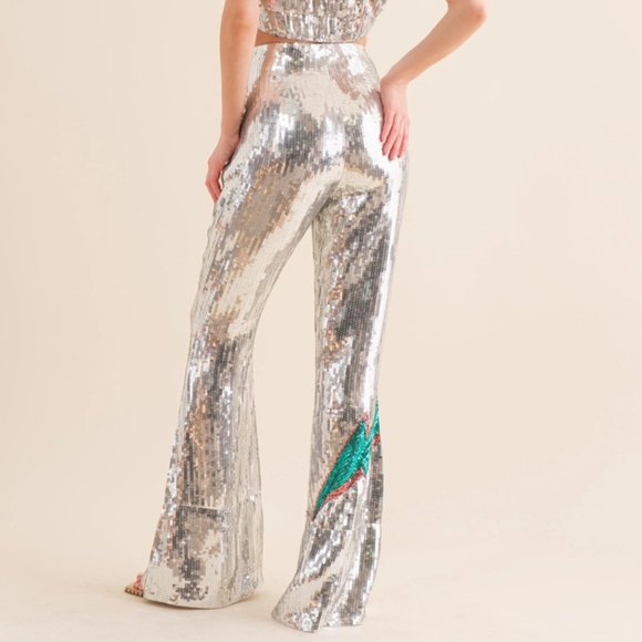 Lightening Sequin Flare Pants- LAST ONE! - Picture 3 of 5